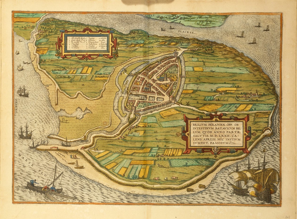 Mappa di Brielle dal Civitates Orbis Terrarum di Georg Braun da Georg Braun and Hogenberg Franz