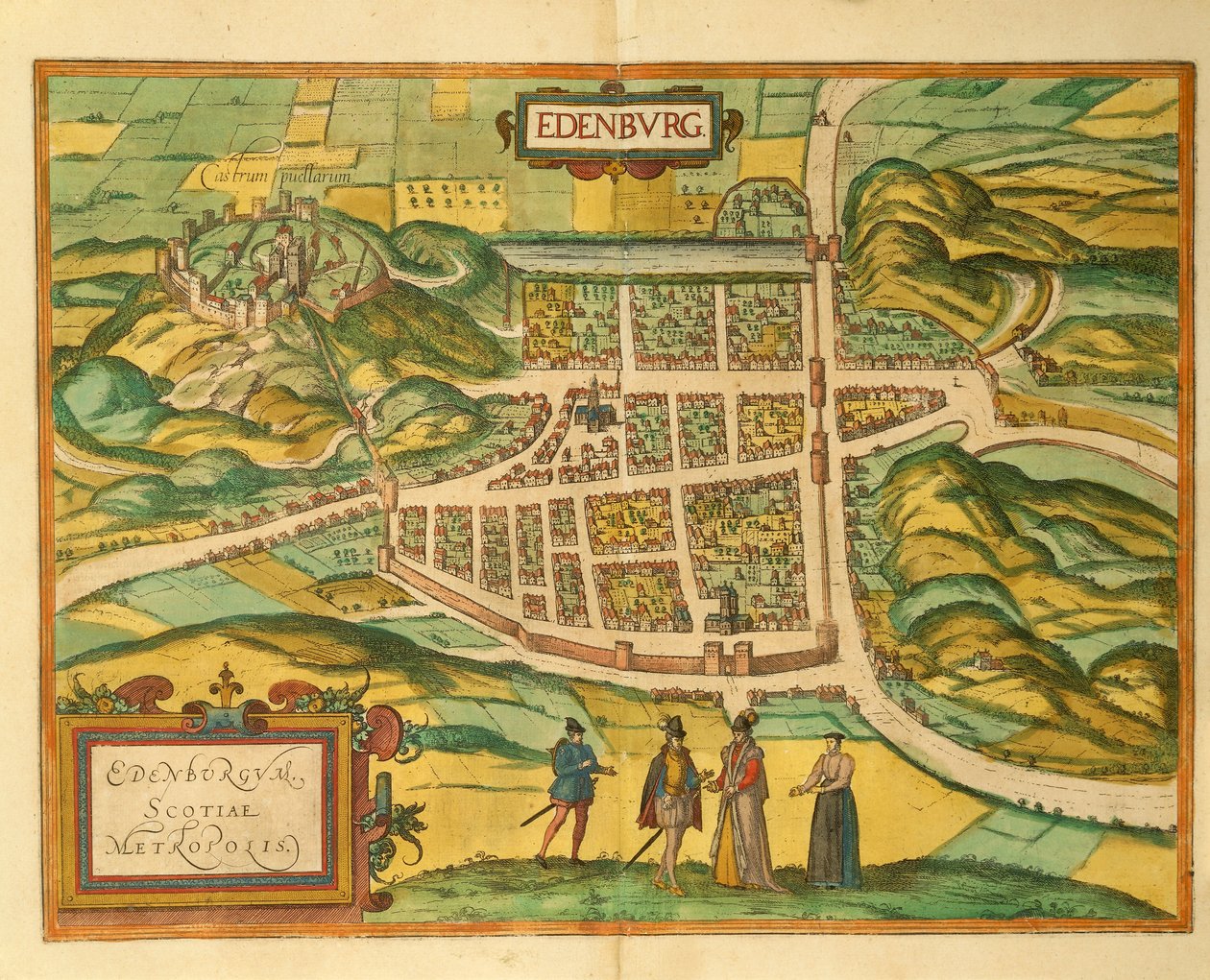 Mappa di Edimburgo dal Civitates Orbis Terrarum di Georg Braun da Georg Braun and Hogenberg Franz