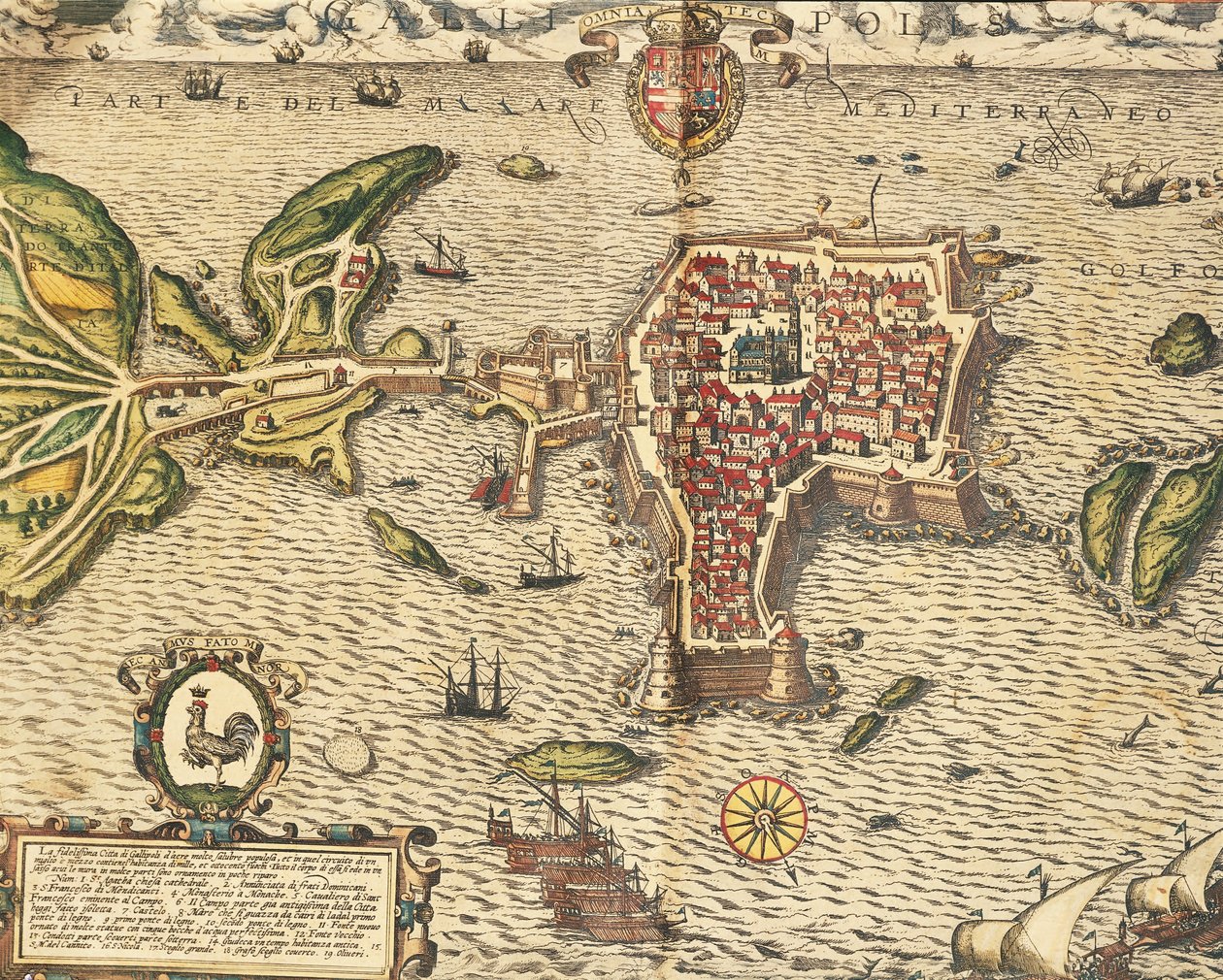 Mappa di Gallipoli da Civitates Orbis Terrarum da Georg Braun and Hogenberg Franz