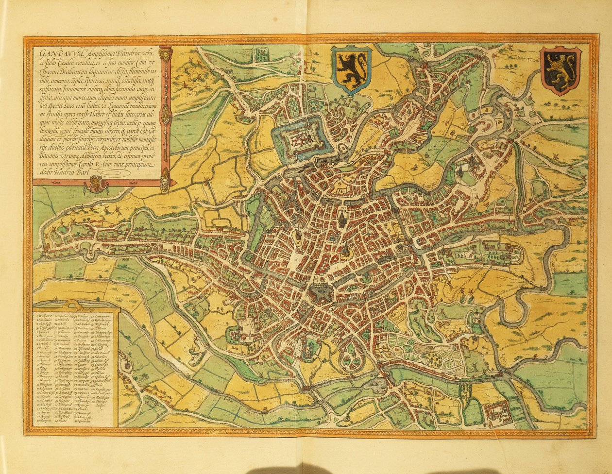 Mappa di Gand da Civitates Orbis Terrarum da Georg Braun and Hogenberg Franz