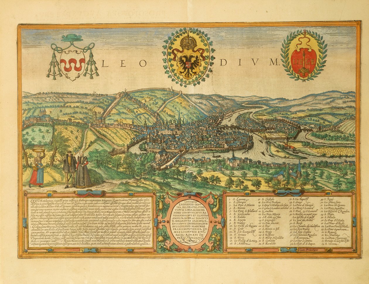Mappa di Liegi dal Civitates Orbis Terrarum di Georg Braun da Georg Braun and Hogenberg Franz