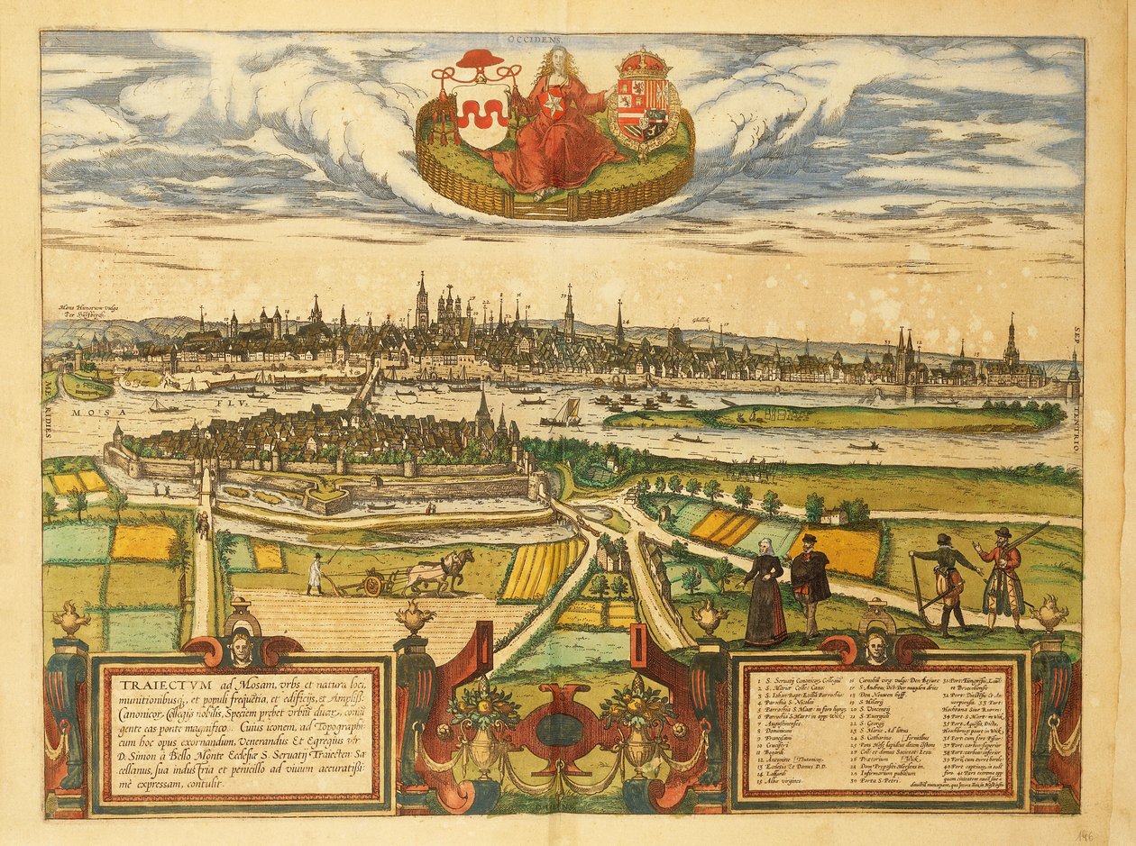 Mappa di Maastricht dal Civitates Orbis Terrarum di Georg Braun da Georg Braun and Hogenberg Franz