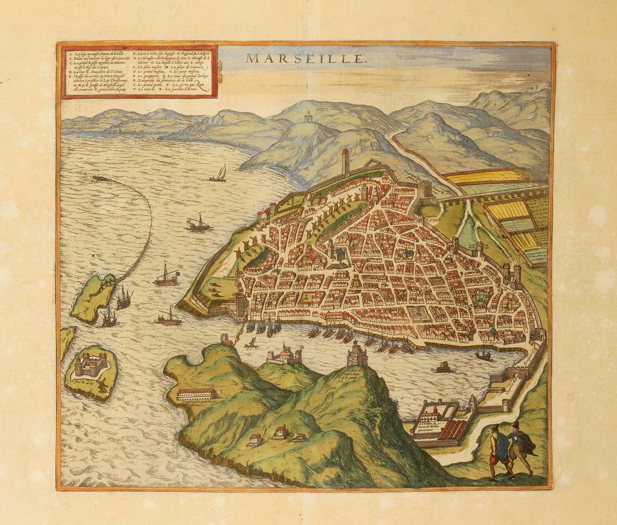 Mappa di Marsiglia da Civitates Orbis Terrarum da Georg Braun and Hogenberg Franz