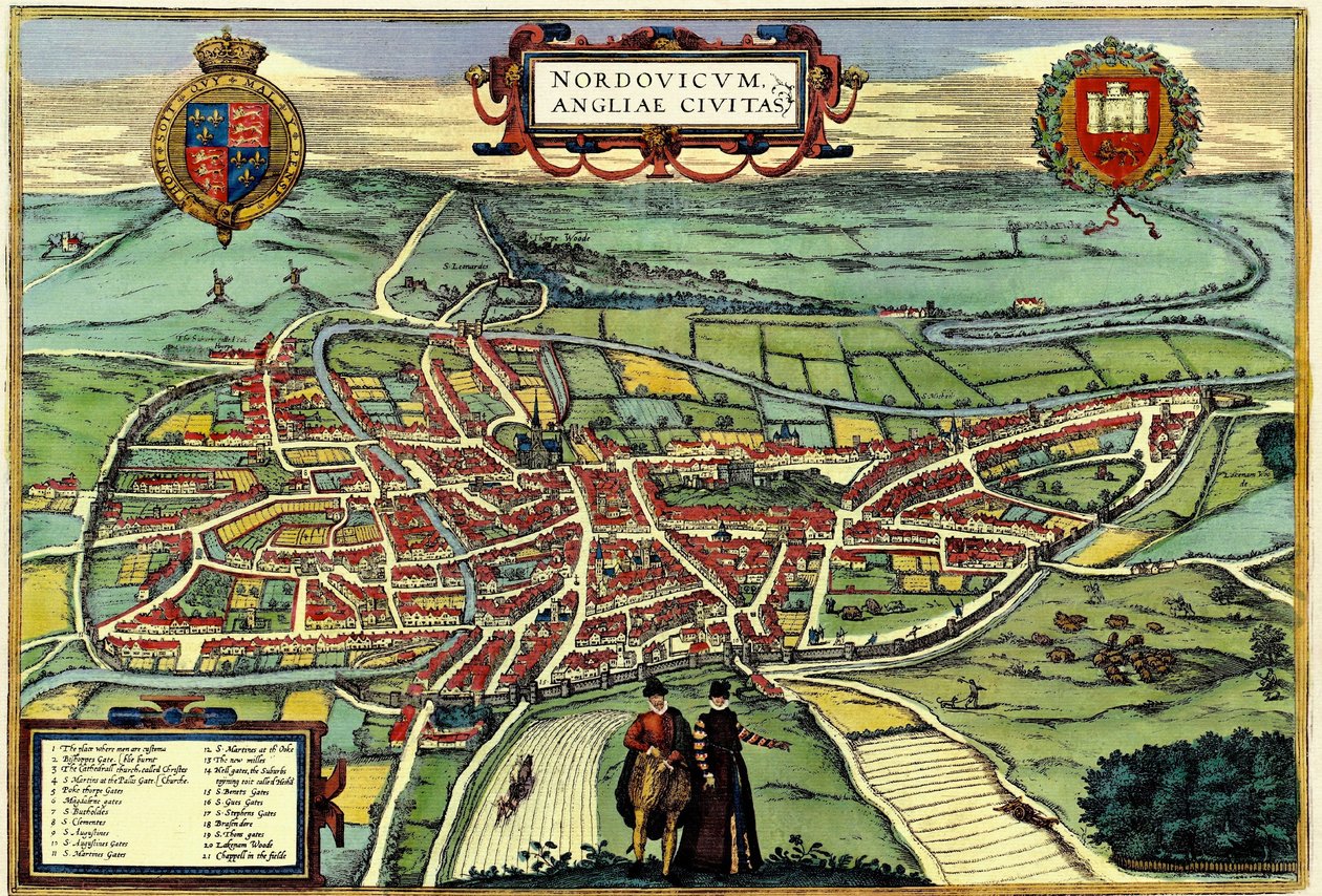 Norwich, Inghilterra da Georg and Hogenberg Franz (1535 90) Braun