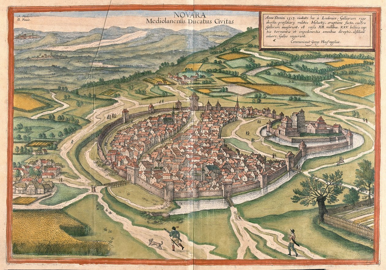Novara, regione Piemonte, Italia (incisione) da Georg Braun and Hogenberg Franz