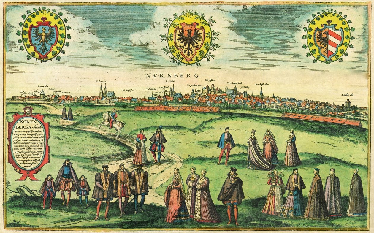Nurnberg, Norimberga, Germania da Georg and Hogenberg Franz (1535 90) Braun
