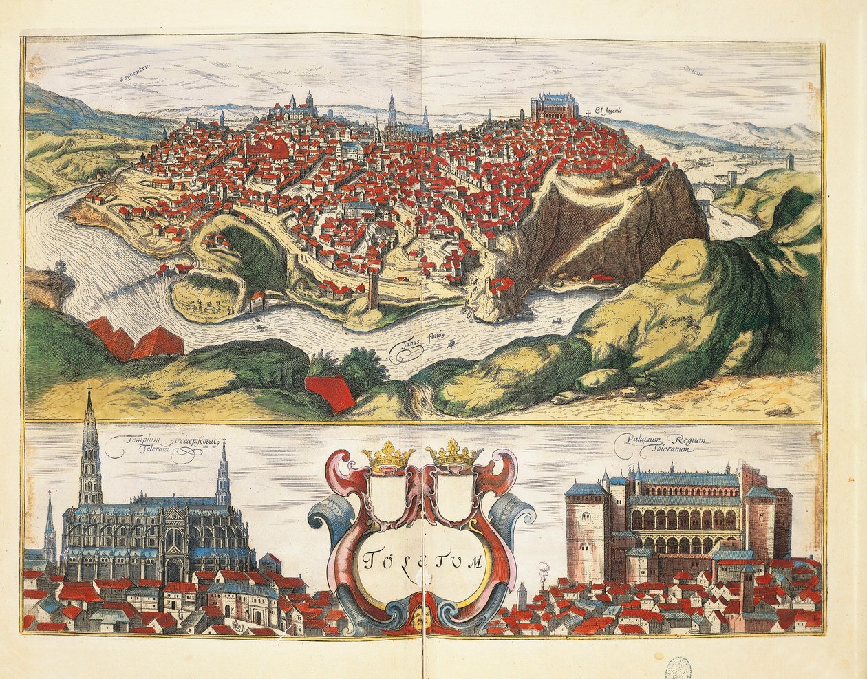 Toledo, città di Toledo da Civitates Orbis Terrarum di Georg Braun e Franz Hogenberg, incisione da Georg Braun and Hogenberg Franz
