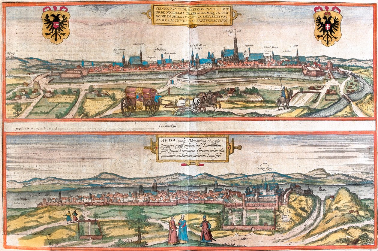 Vienna, Budapest, Austria, Ungheria da Georg and Hogenberg Franz (1535 90) Braun