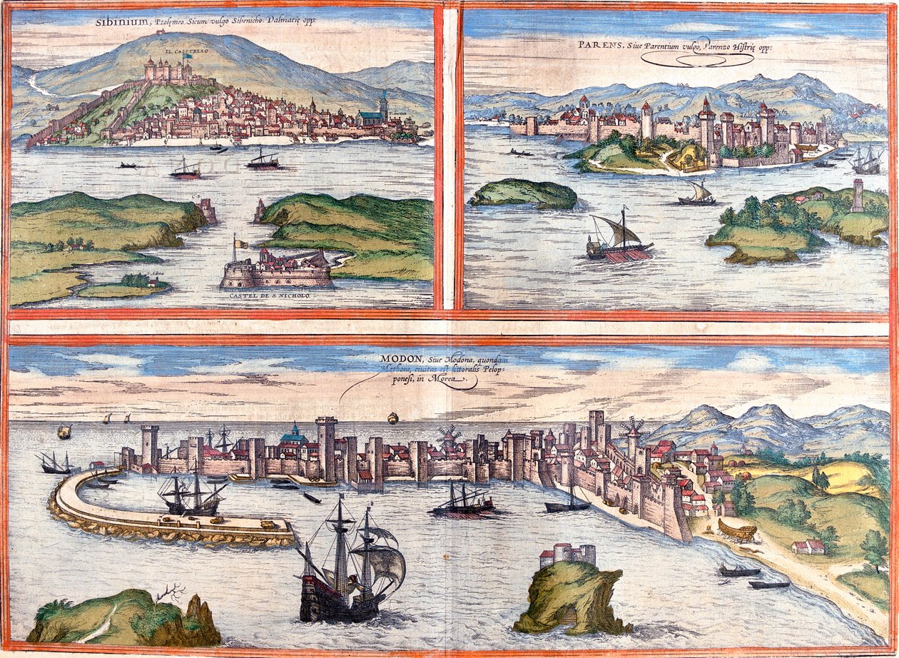 ibenik, Pore, Methoni, Croazia, Grecia da Georg and Hogenberg Franz (1535 90) Braun