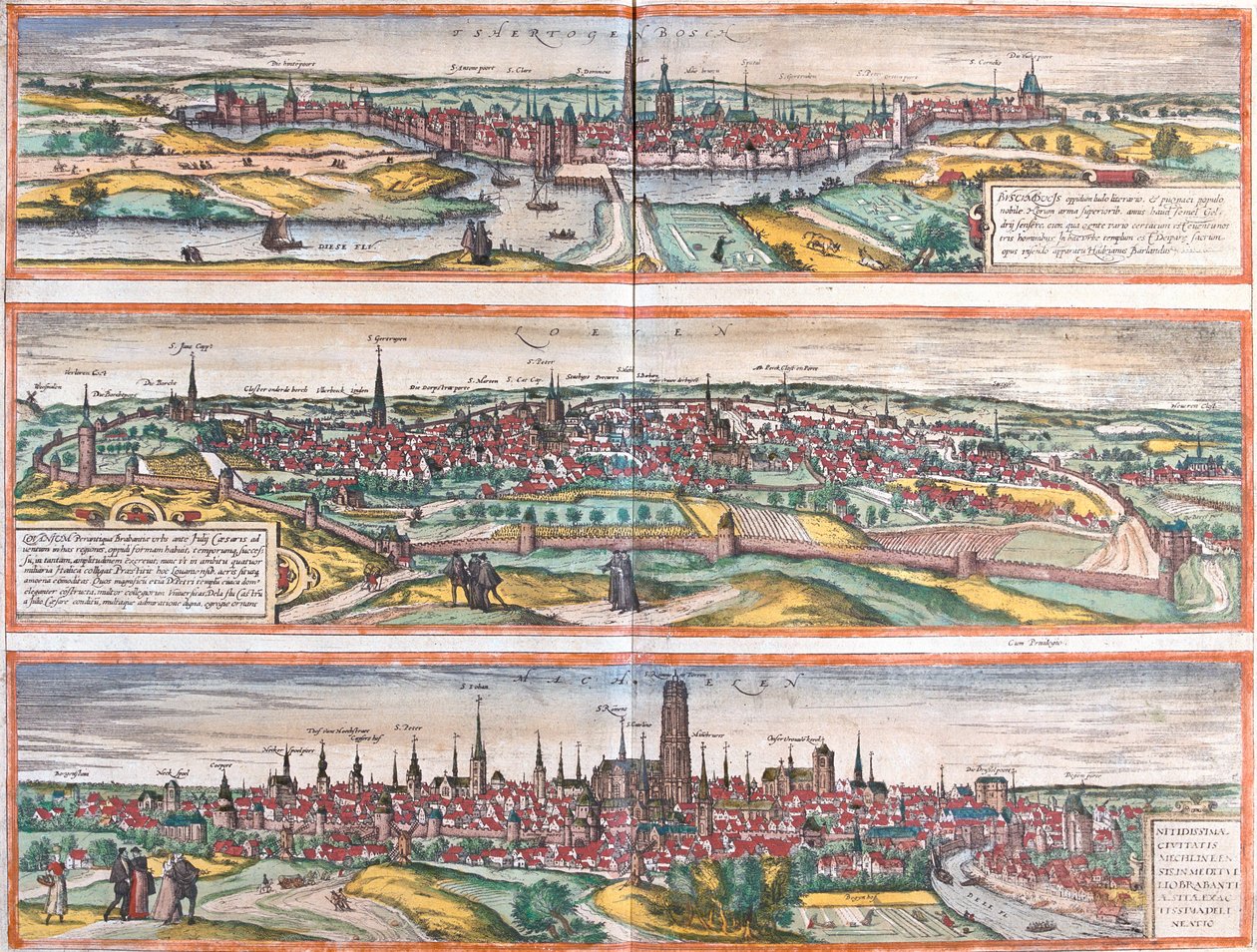 s-Hertogenbosch, Leuven, Machelen, Paesi Bassi, Belgio da Georg and Hogenberg Franz (1535 90) Braun