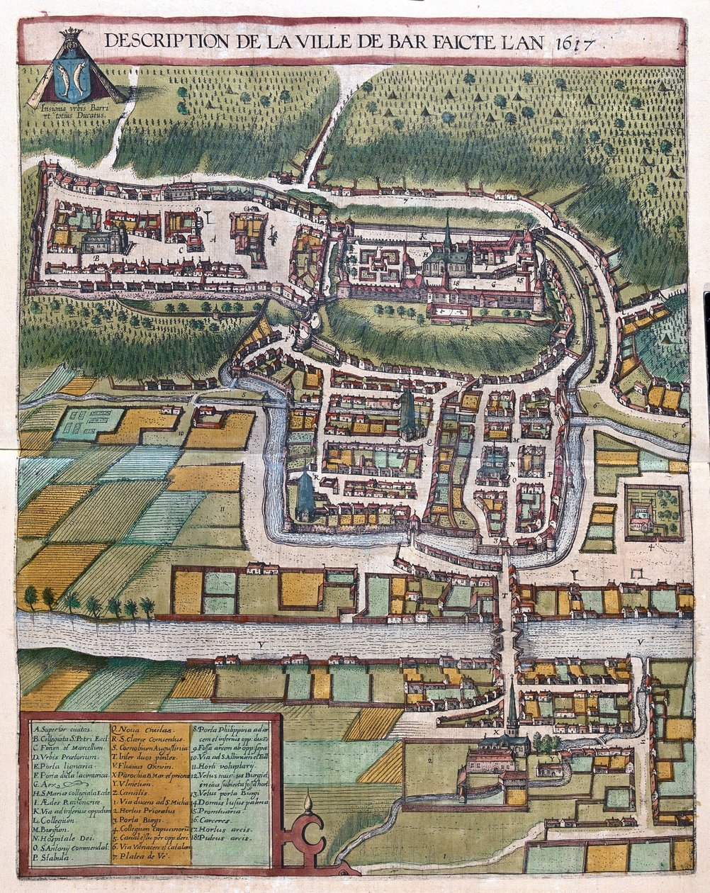 Bar le Duc, Francia (incisione) da Georg Braun and Hogenberg Franz