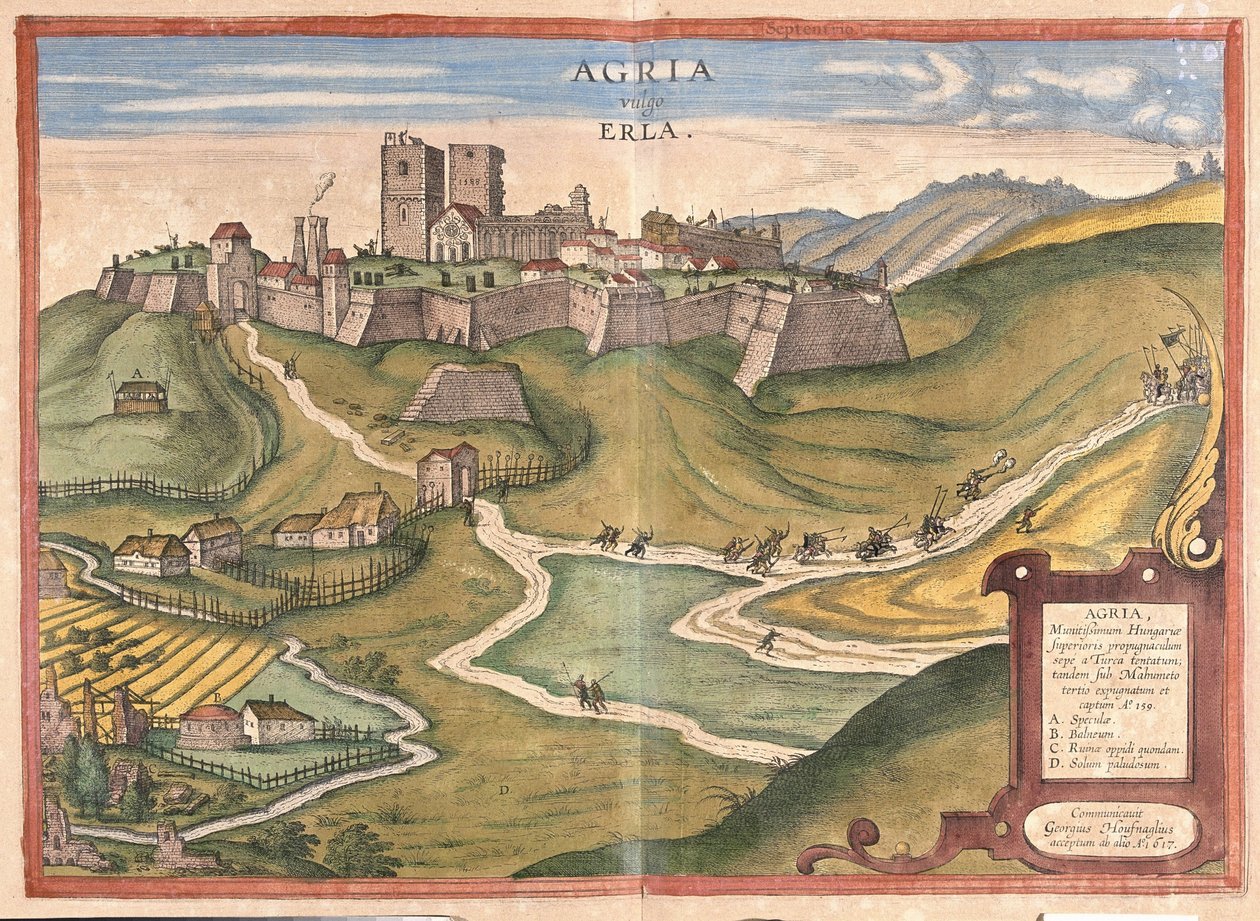 Eger, Ungheria (incisione) da Georg Braun and Hogenberg Franz