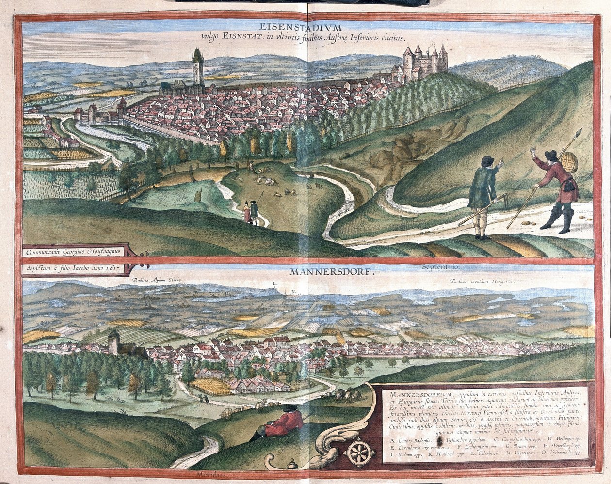 Eisenstadt e Mannersdorf am Leithagebirge, Austria da Georg Braun and Hogenberg Franz
