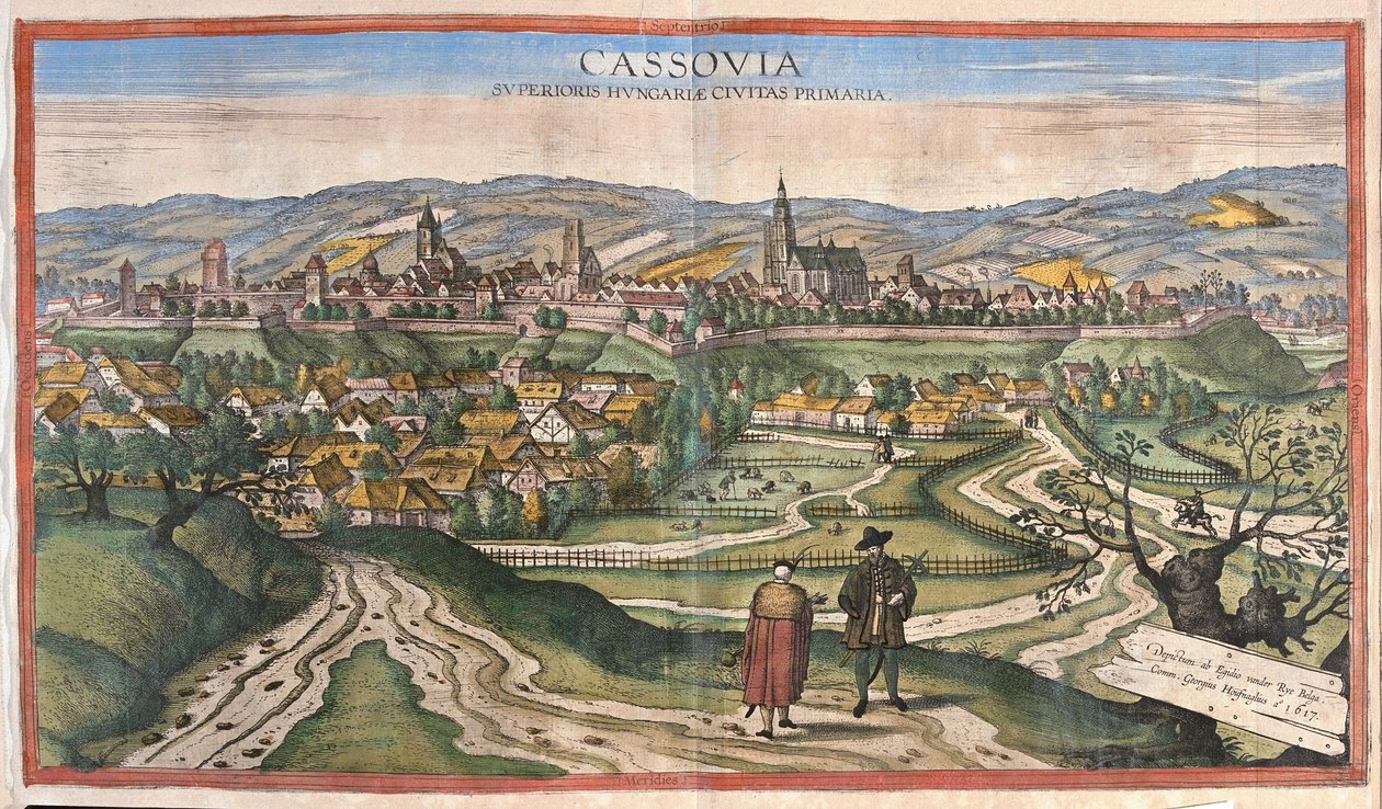 Kosice (Cassovia), Slovacchia (incisione) da Georg Braun and Hogenberg Franz