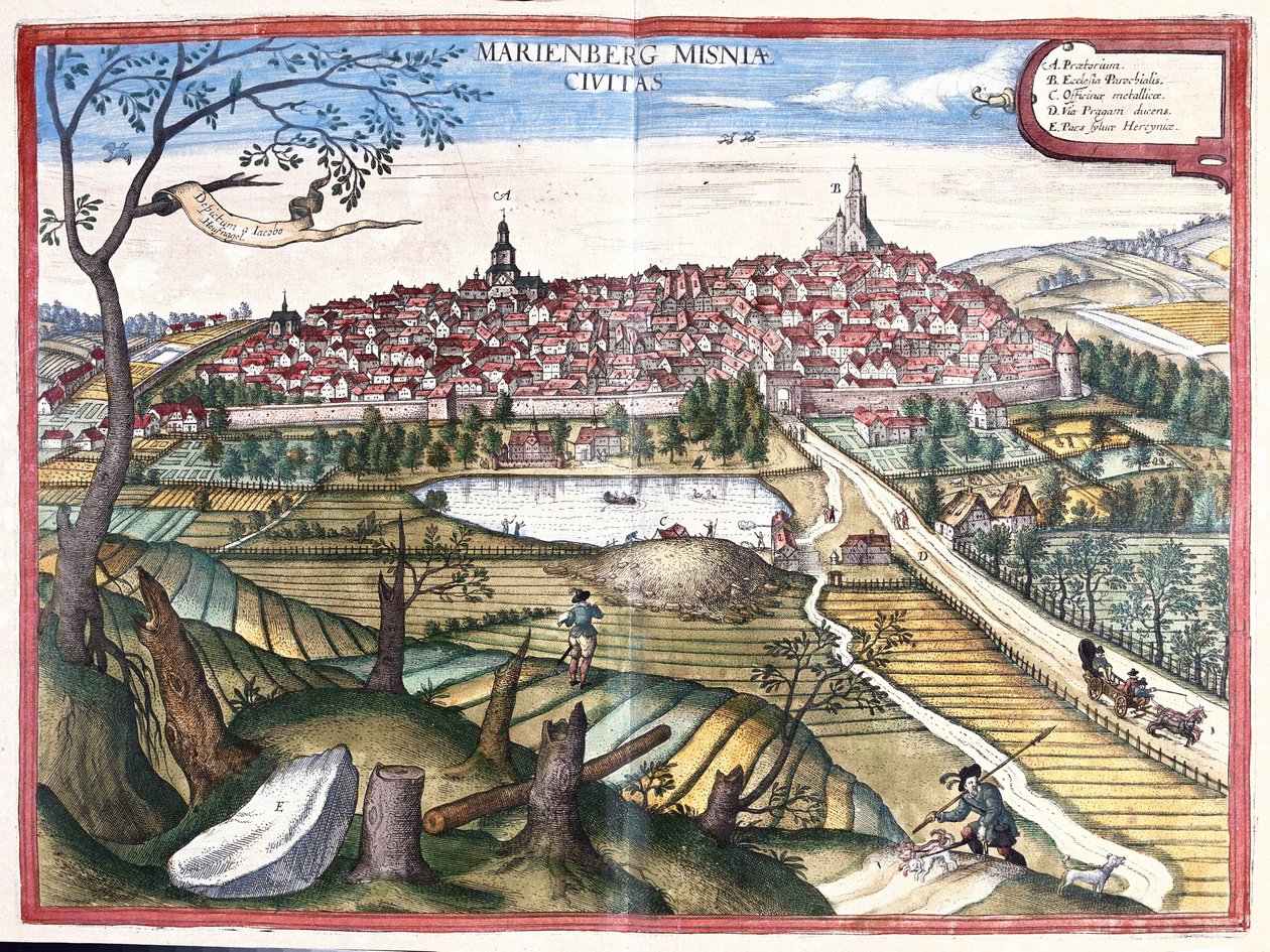 Marienberg, Sassonia, Germania (incisione) da Georg Braun and Hogenberg Franz