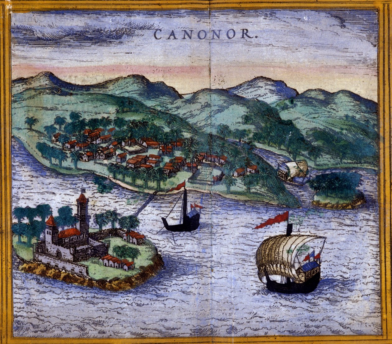 Veduta di Canonor (o Cannanore) in India da un