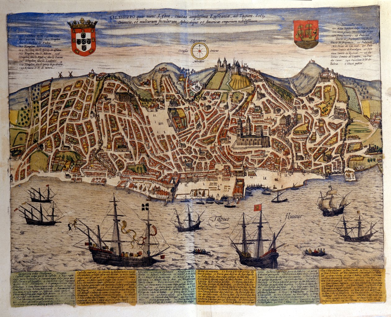 Veduta di Lisbona alla fine del XVI secolo. Atlante Civitates Orbis Terrarum di Braun & Hogenberg da Georg Braun and Hogenberg Franz