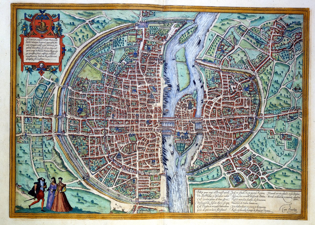 Veduta della città di Parigi alla fine del XVI secolo. Atlas di Braun & Hogenberg, Amsterdam da Georg Braun and Hogenberg Franz
