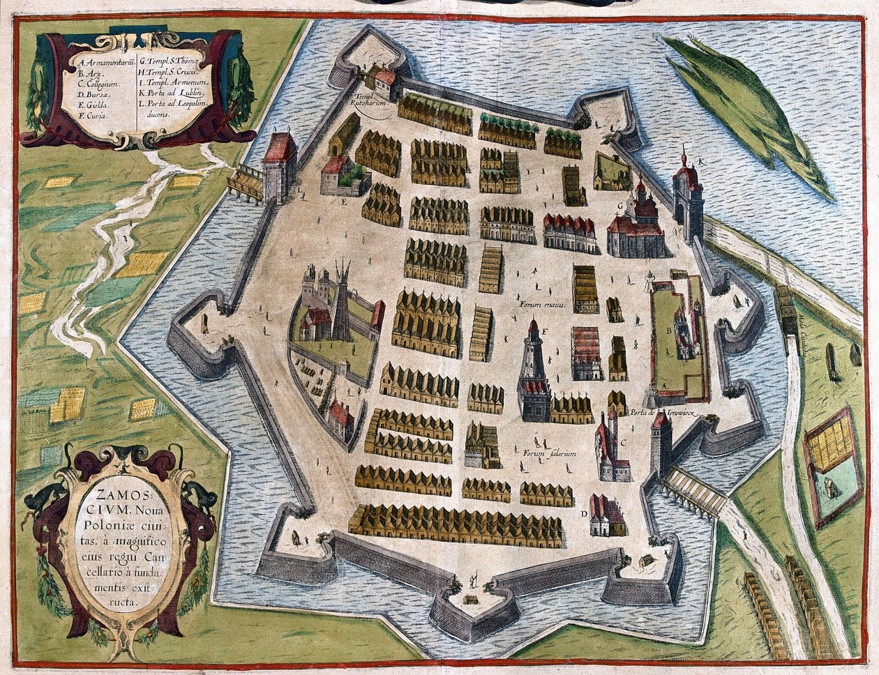 Zamosc, Polonia da Georg Braun and Hogenberg Franz