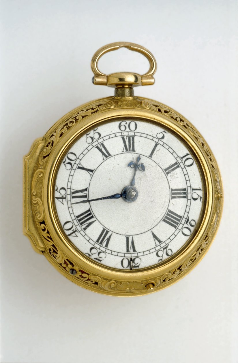 Orologio cilindrico a doppia cassa in oro con ripetizione dei quarti, 1744 da George , Moser, George Michael and Ward, John Graham
