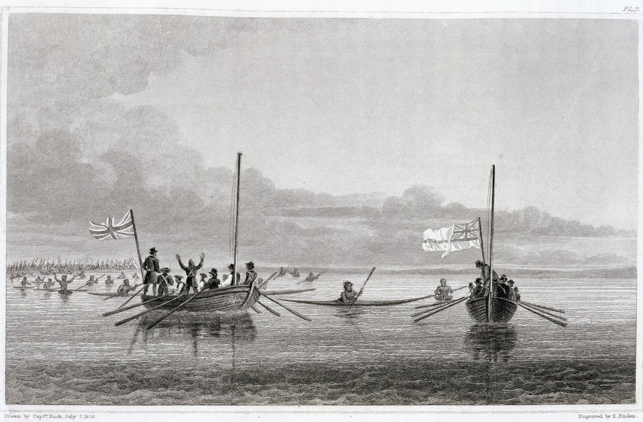 Eskimaux che si avvicinano alle barche nella Shoalwater Bay, 7 luglio 1826, da 