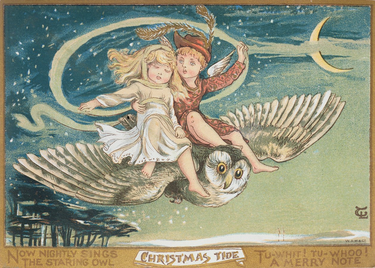 Volo del gufo, cartolina di Natale da George Baxter