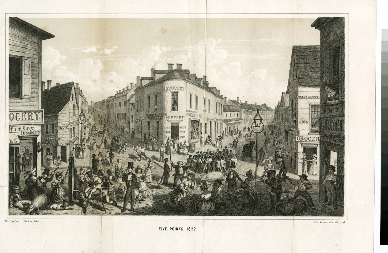 Five Points, 1827, inciso da McSpedon e Baker, 1855 da George Catlin