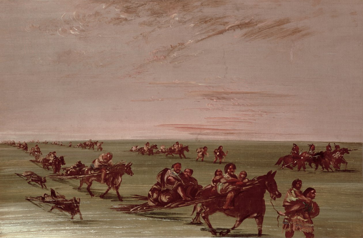 Indiani Rossi che Usano il Travois da George Catlin