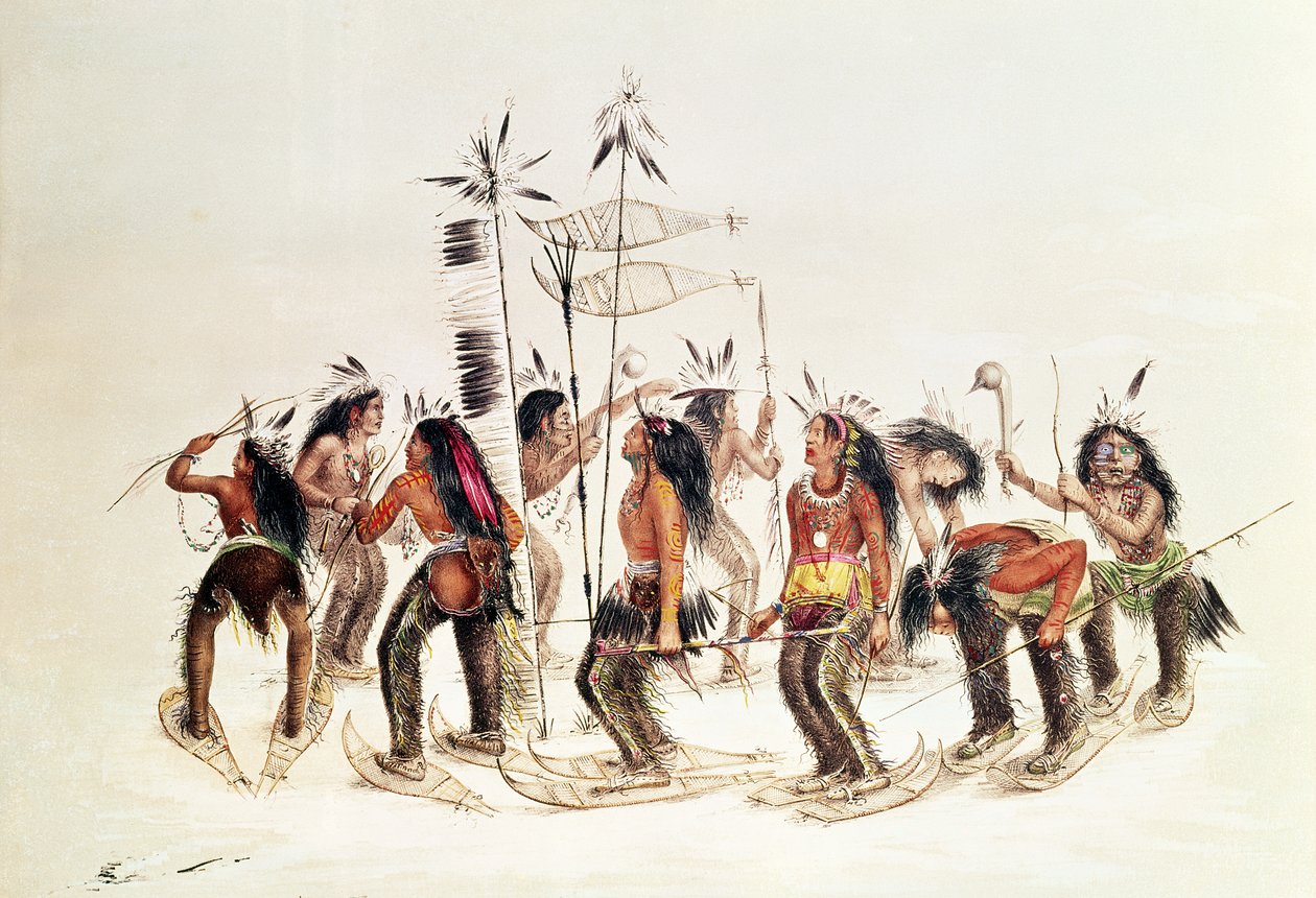 La danza delle racchette da neve: per ringraziare il Grande Spirito per la prima neve da George Catlin
