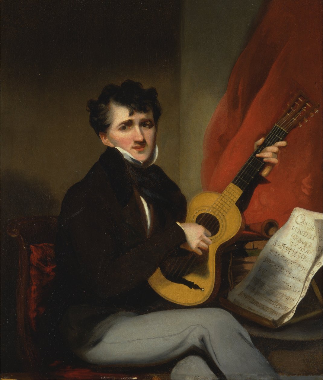Ritratto di un uomo che suona la chitarra da George Chinnery