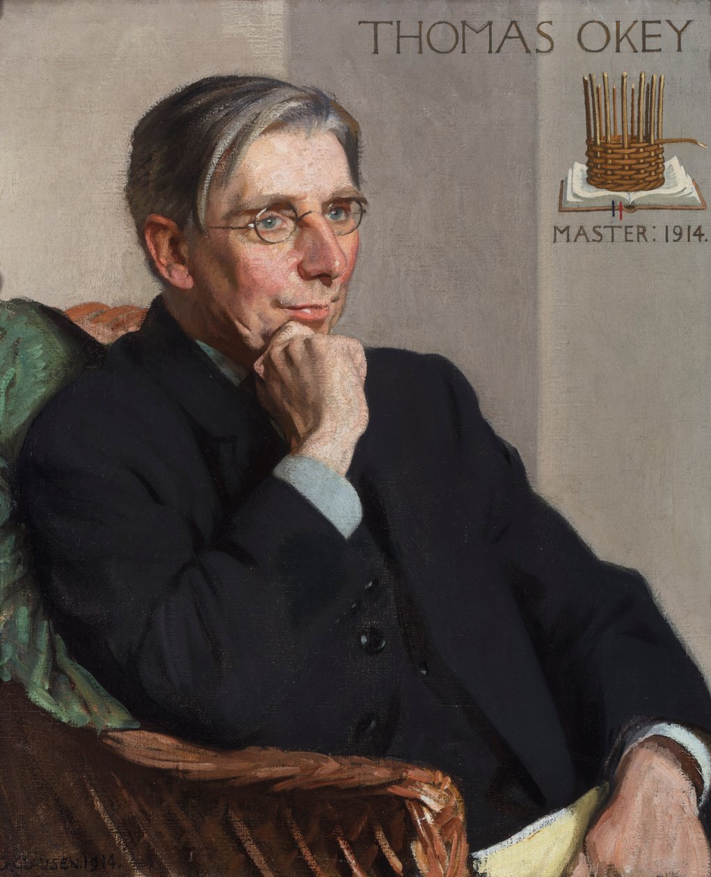 Ritratto di Thomas Okey, Maestro della Art Workers Guild, 1914 da George Clausen