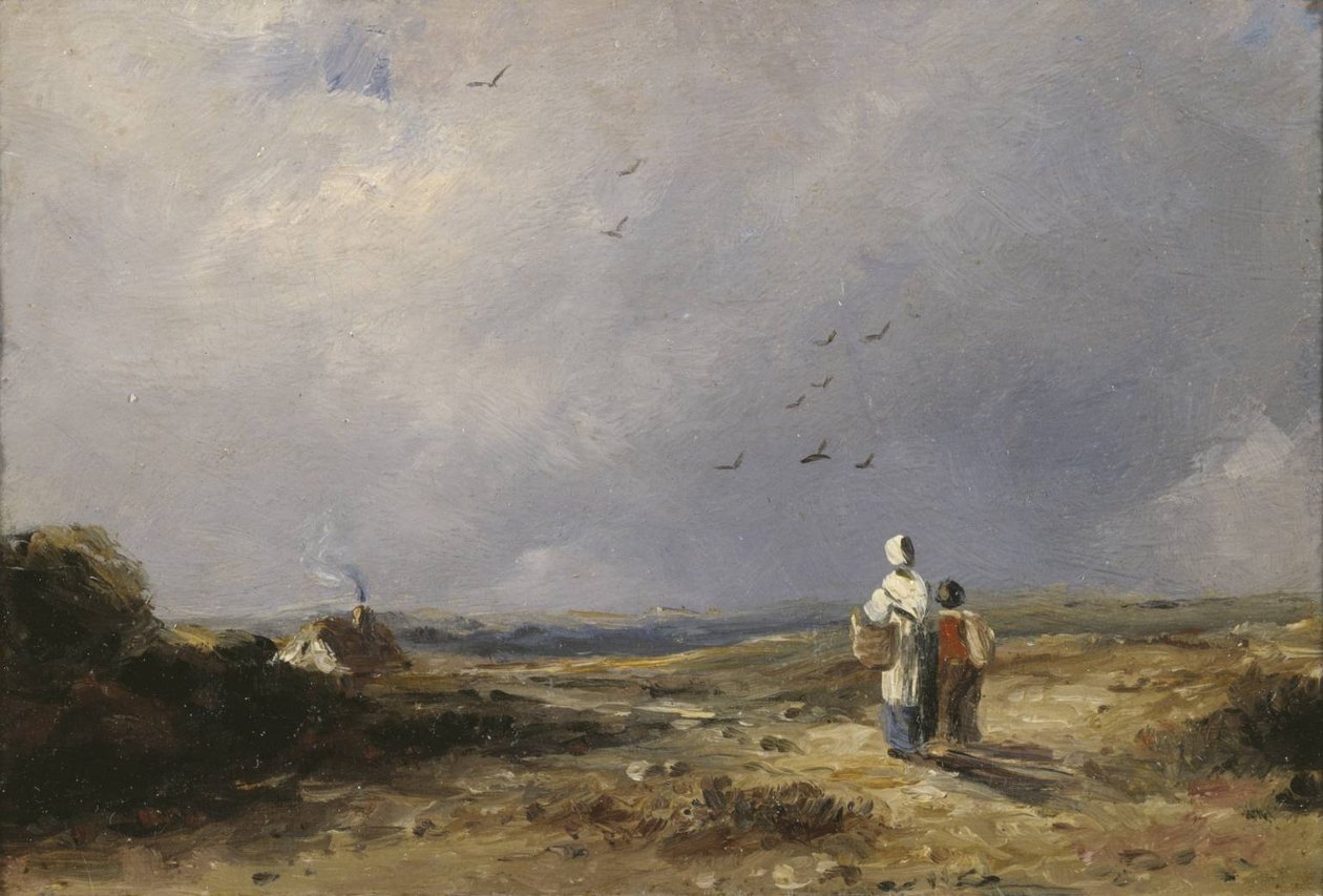 Paesaggio con cottage e figure da George Constable