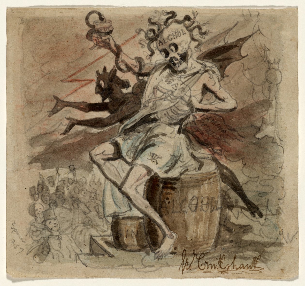 Alcol, Morte e il Diavolo, 1830 da George Cruikshank