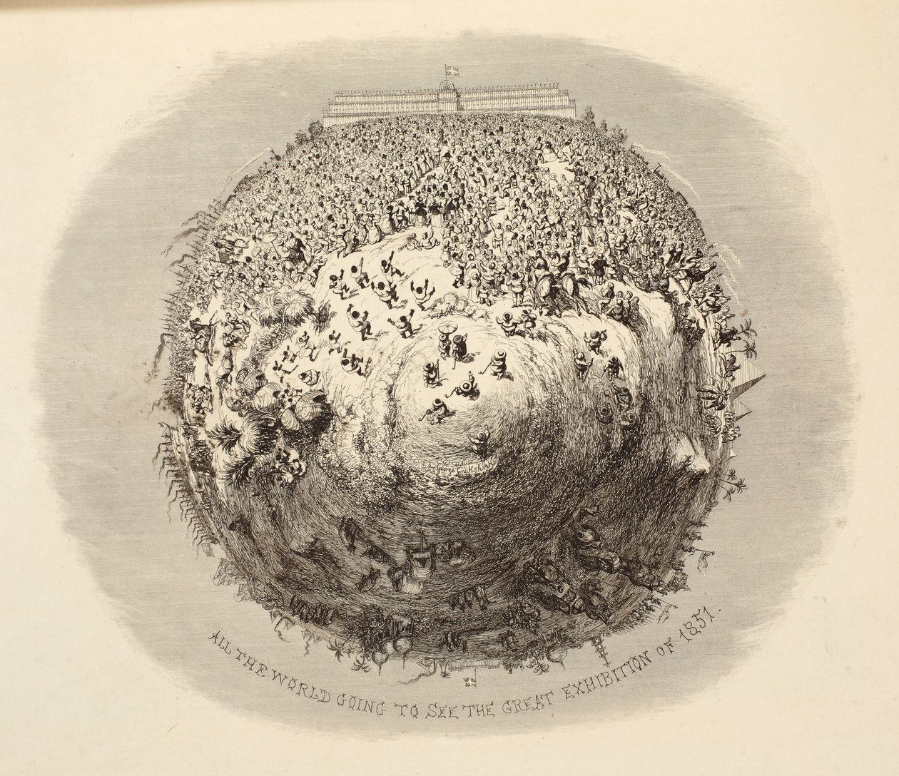 Tutto il Mondo Va a Vedere la Grande Esposizione del 1851, da 1851 o Le Avventure del Sig. e della Sig.ra Sandboys e famiglia che vennero a Londra per divertirsi e vedere la Grande Esposizione, pub. 1851 da George Cruikshank