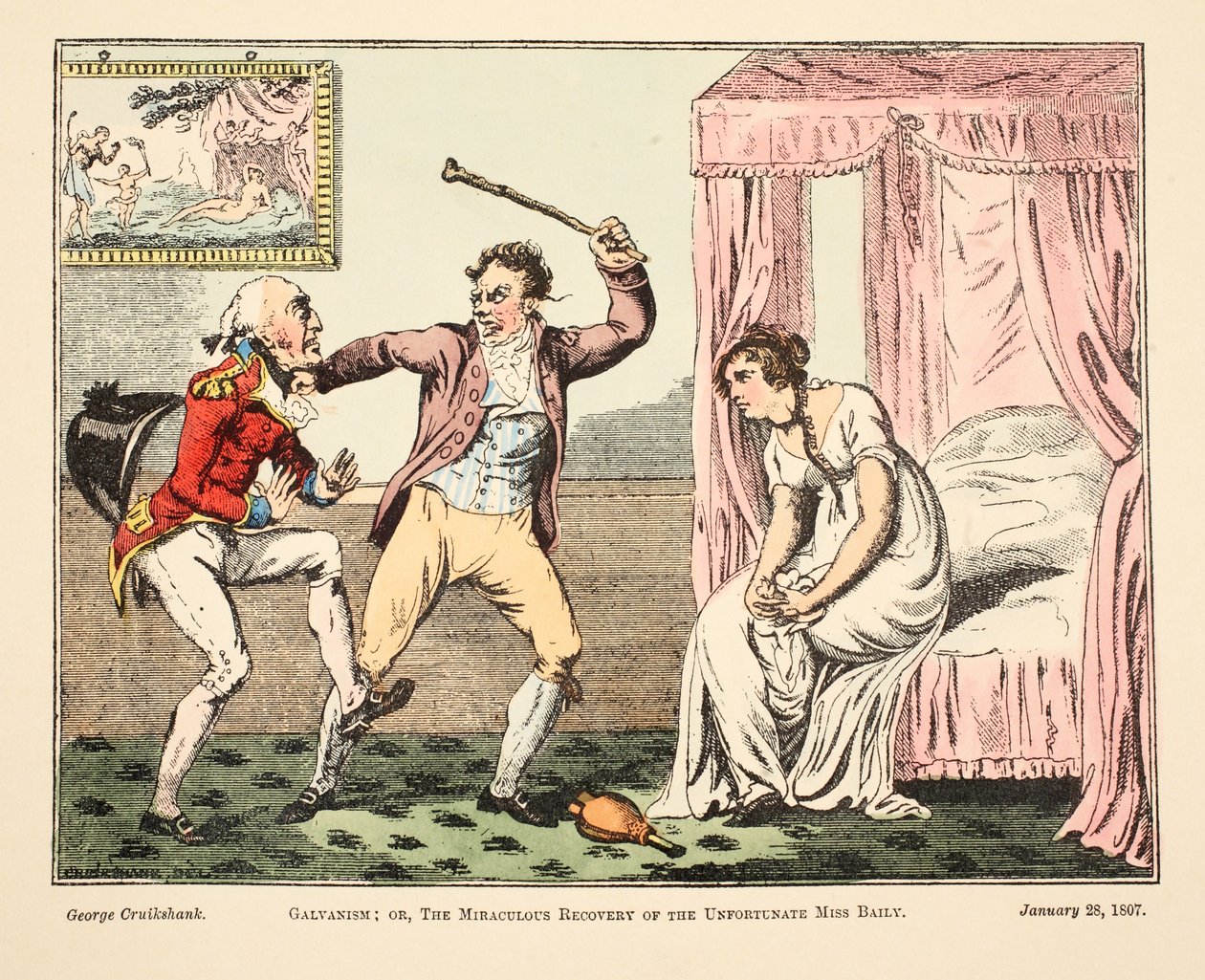 Galvanismo; o il miracoloso recupero della sfortunata Miss Baily, pub. 1807 da George Cruikshank