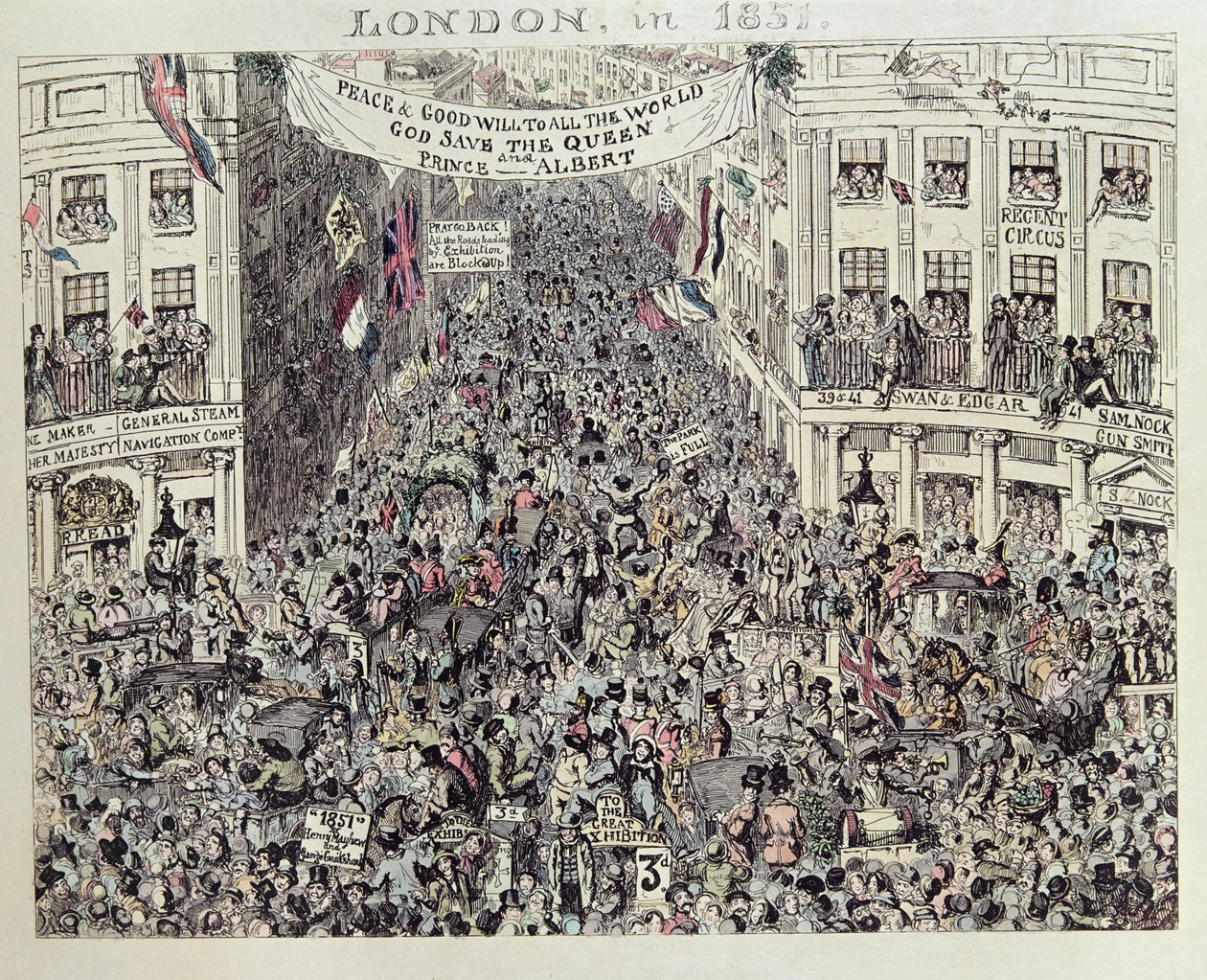 La Grande Esposizione di Mayhew, Londra, 1851 da George Cruikshank