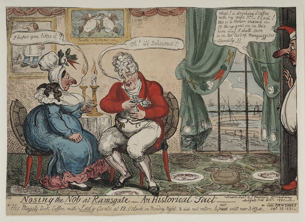 Annusando il nobile a Ramsgate - un fatto storico, 1821 da George Cruikshank