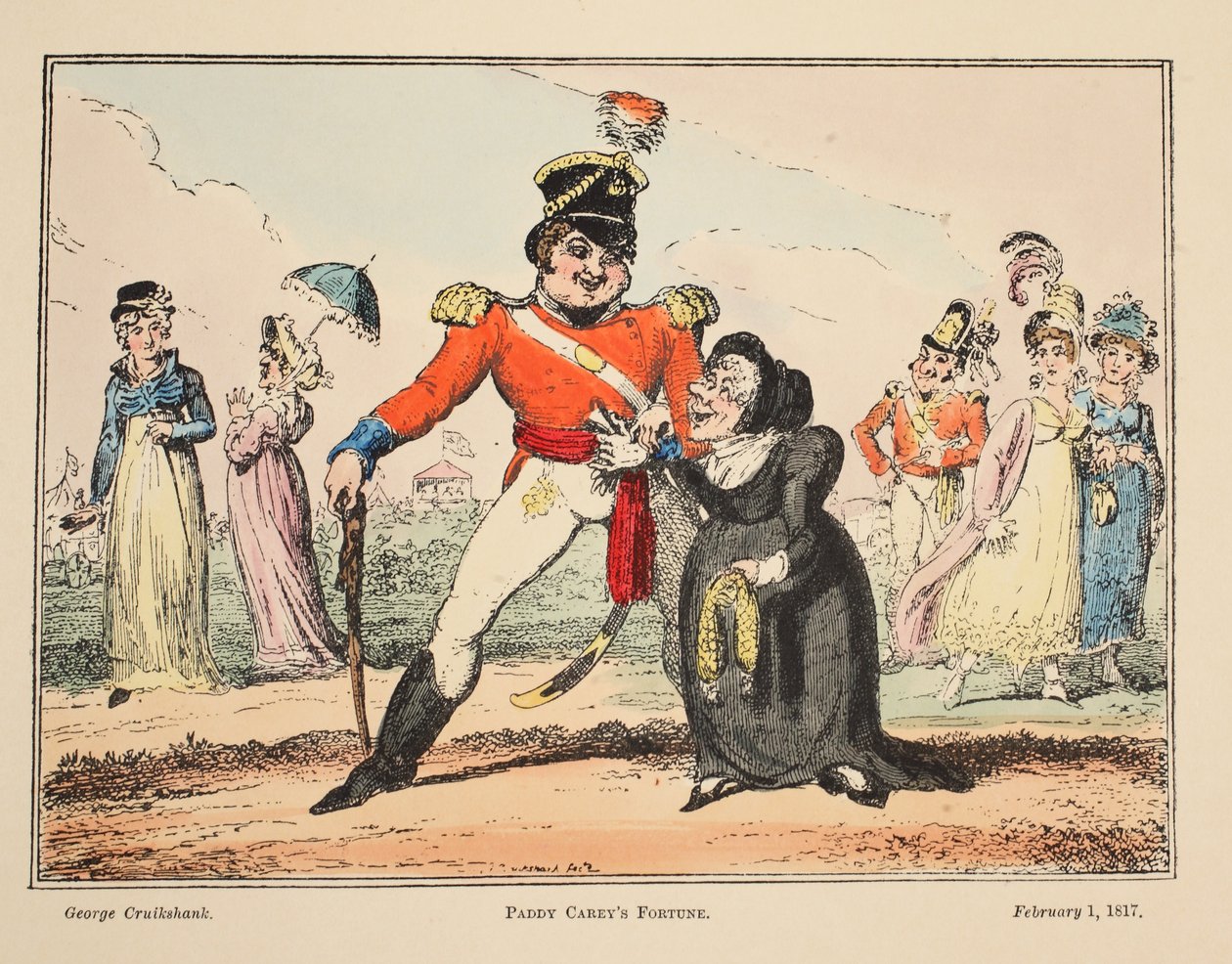 La fortuna di Paddy Carey, pub. 1817 da George Cruikshank