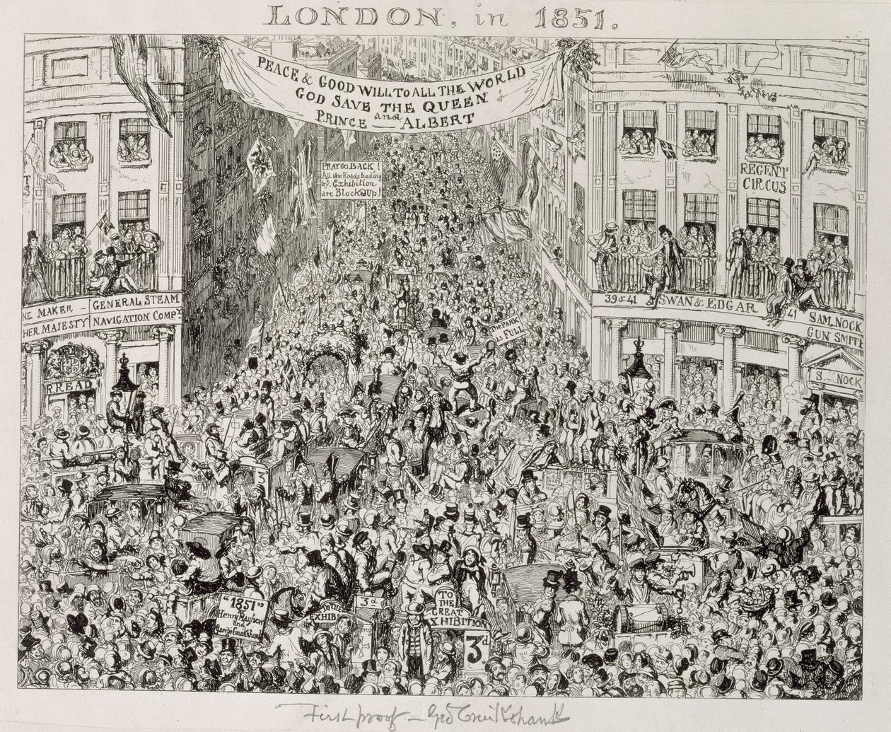 Piccadilly durante la Grande Esposizione, 1851 da George Cruikshank