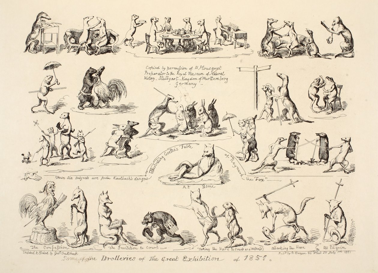 Alcune delle Buffonate della Grande Esposizione, pub. 1851 da George Cruikshank