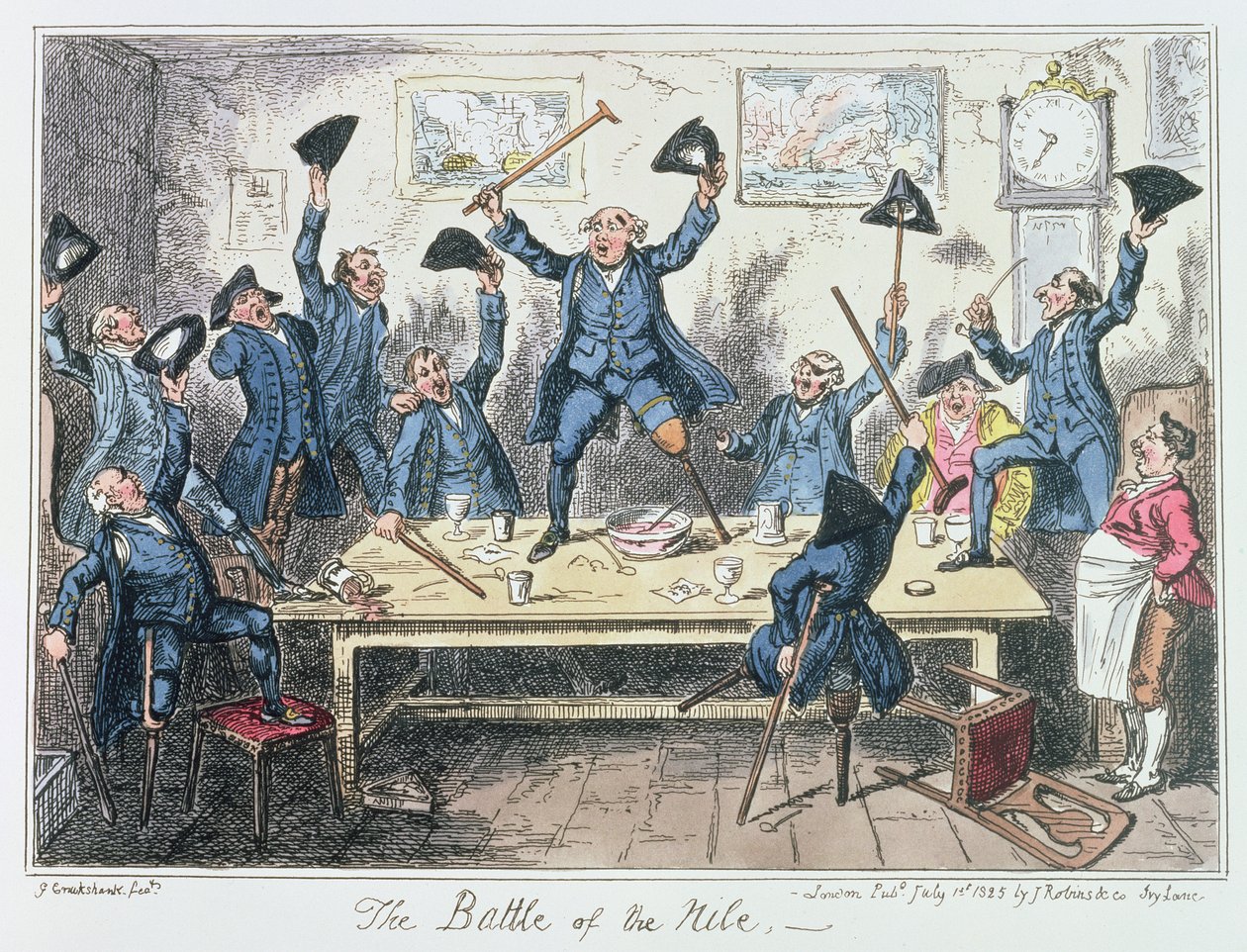 La battaglia del Nilo, pubblicata da James Robins e Co., 1 luglio 1825 da George Cruikshank