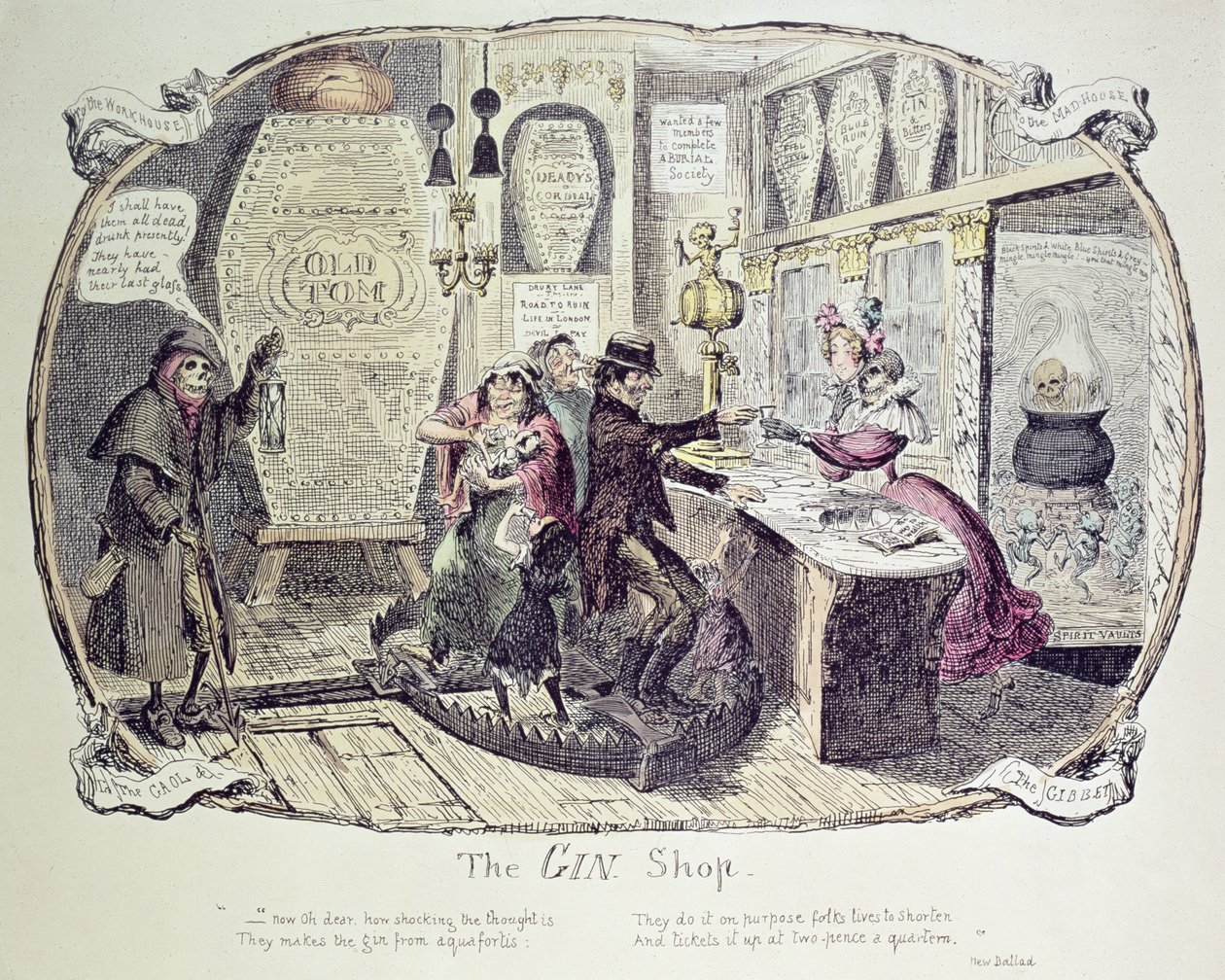 Il negozio di gin, 1829 da George Cruikshank