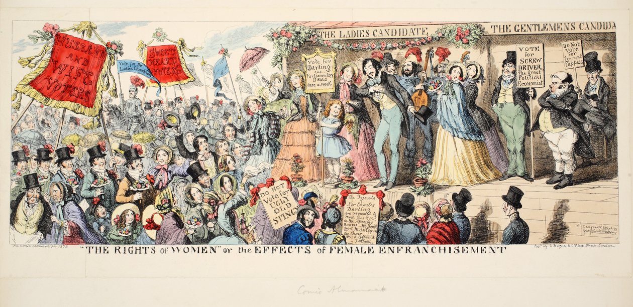 I diritti delle donne, o gli effetti del suffragio femminile, pub. 1853 da George Cruikshank