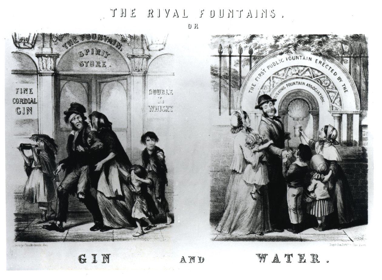 Le Fontane Rivali o Gin e Acqua da George Cruikshank