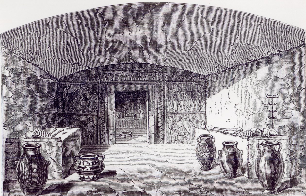 Grotta Campana al momento della sua scoperta nel 1842-3 da George Dennis