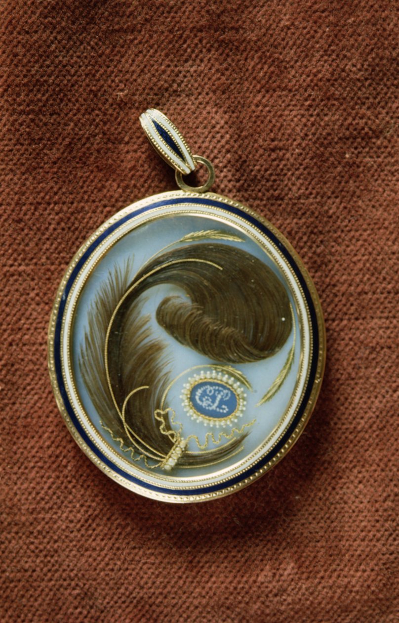 Medaglione smaltato contenente una ciocca di capelli con le iniziali C. L. da George Engleheart