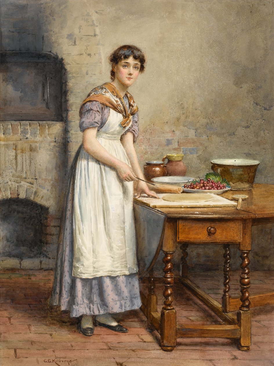 Preparando una torta di ciliegie da George Goodwin Kilburne