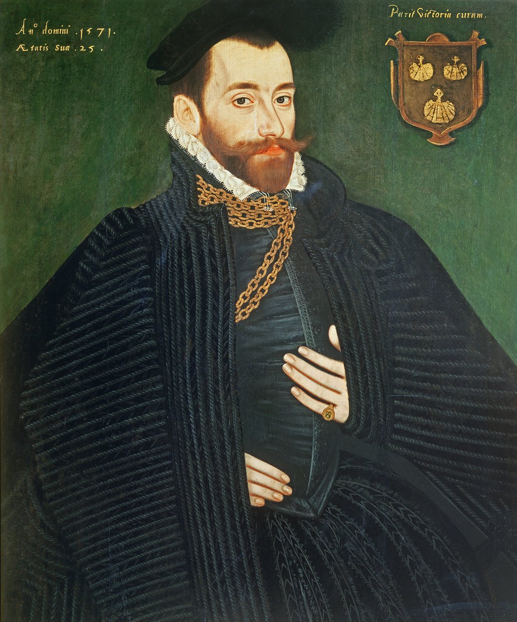 Ritratto di un gentiluomo, tradizionalmente chiamato un membro della famiglia Dacre, 1571 da George Gower