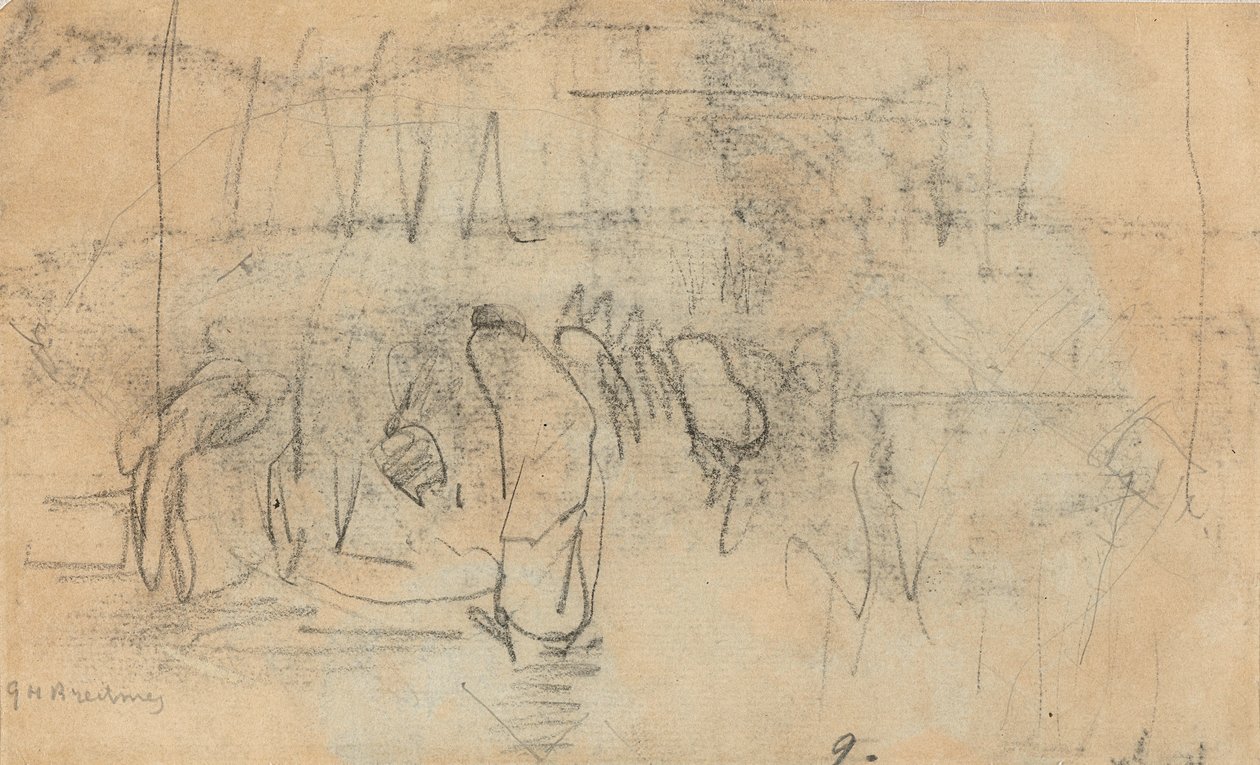 Schizzo di persone per strada da George Hendrik Breitner