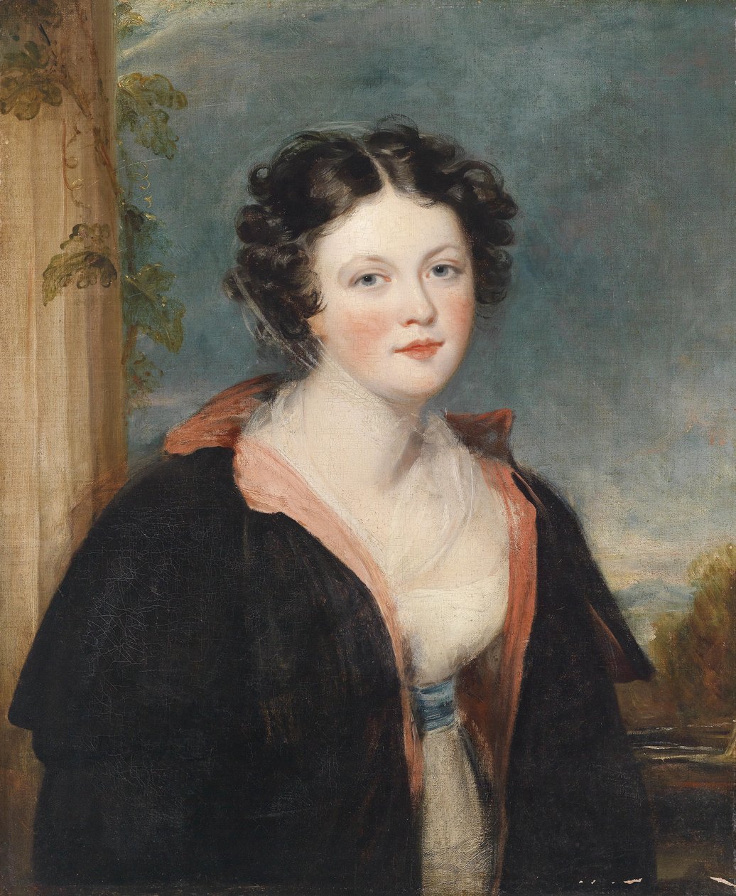 Ritratto di una giovane donna con mantello nero da George Henry Harlow